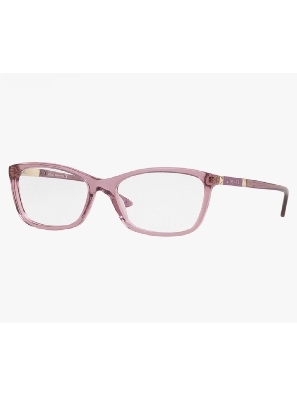 Versace Translucent Rose Pink Rectangular Optical Glasses